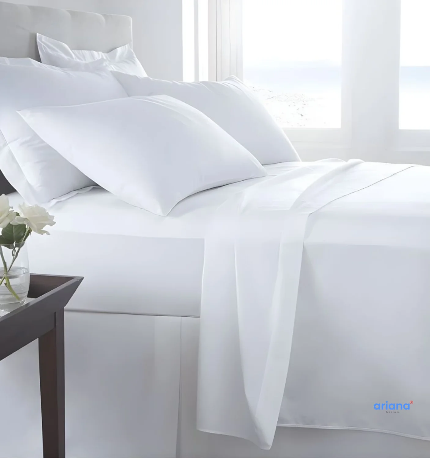 White Bed Sheet – 300 TC, Plane Percale